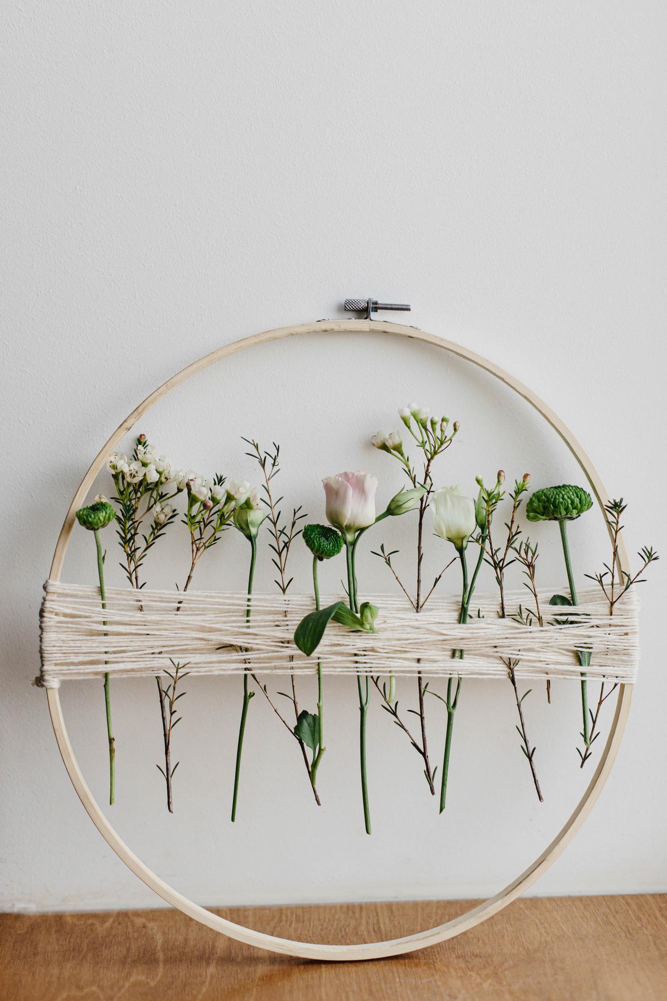 studio window with light on embroidery hoop